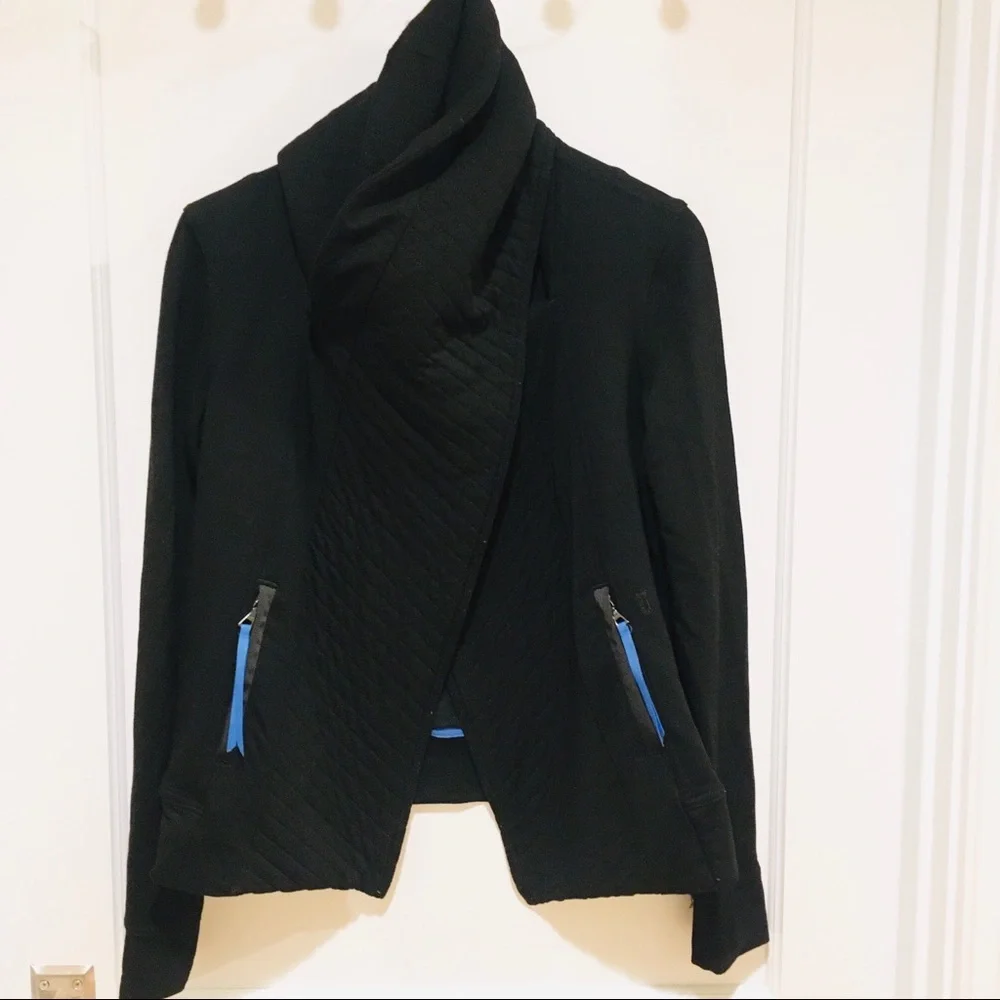 Kit & Ace Ella Wrap Jacket Black Quilted Down Fill